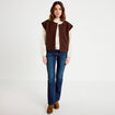 Gilet sans manches effet polaire marron fonc&eacute; femme
