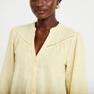 Blouse ample col v manches 3/4 jaune clair femme