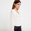 Blouse col claudine bas resserr&eacute; ecru femme