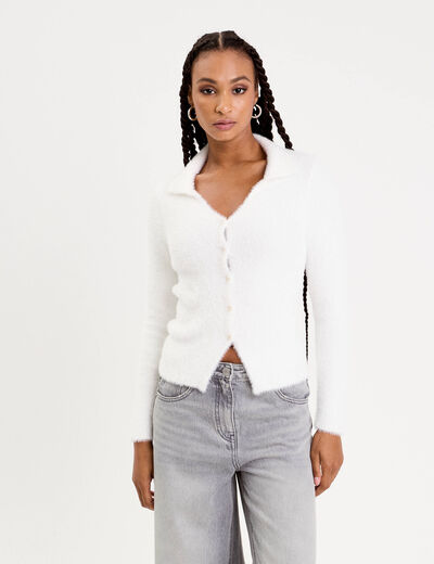 Gilet coupe ajust&eacute;e ecru femme
