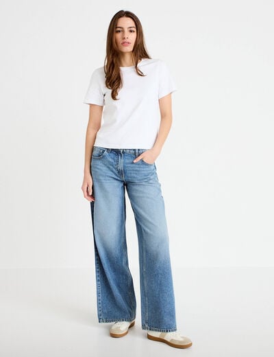 Jean wide leg taille standard denim double stone femme