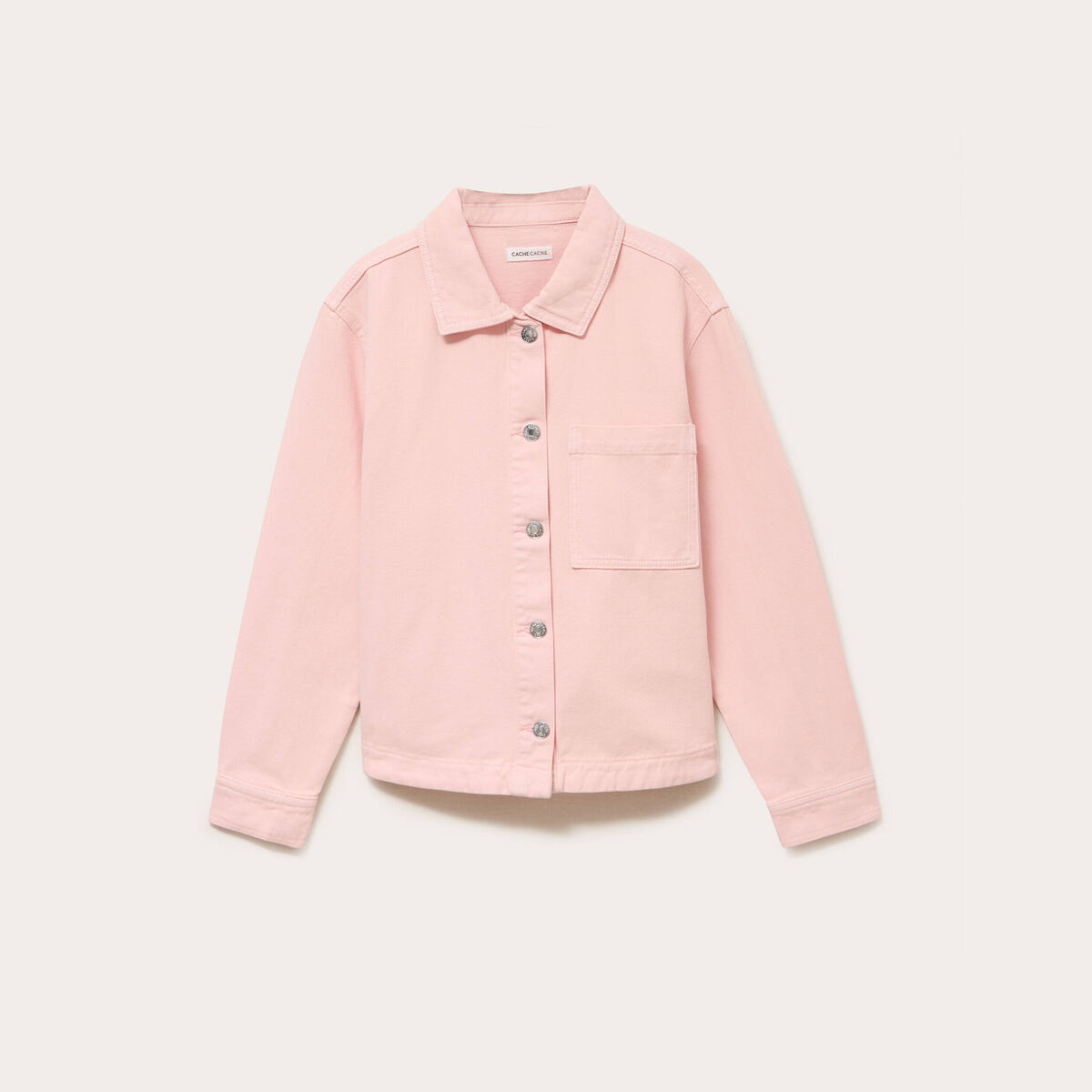 Surchemise oversize col classique rose clair femme
