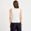 Top cintr&eacute; col carr&eacute; sans manches ecru femme