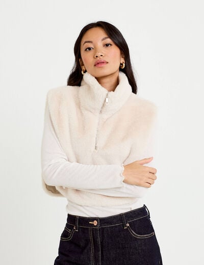 Cache-cou en fausse fourrure sable femme