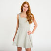 Robe patineuse courte &agrave; fines bretelles gris femme