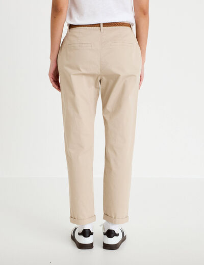 Pantalon chino 7/8&egrave;me beige femme