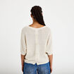 Pull ajour&eacute; col v manches courtes ecru femme