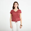 T-shirt d&eacute;tail noeud vieux rose femme