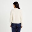 Gilet col rond manches longues ecru femme