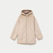 Parka r&eacute;versible 3/4 &agrave; capuche beige femme