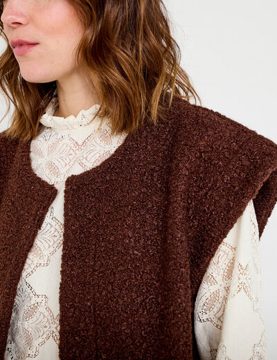 Gilet sans manches effet polaire marron fonc&eacute; femme