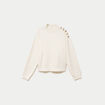 Pull col montant manches longues ecru femme