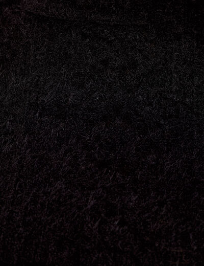 Top dentelle manches longues col rond noir femme