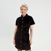Robe cintr&eacute;e boutonn&eacute;e velours noir femme