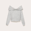 Pull col bardot manches longues gris clair femme