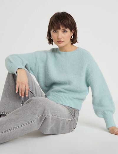 Pull manches longues vert clair femme