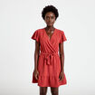 Robe courte &eacute;vas&eacute;e col v manches courtes vieux rose femme