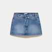 Jupe-short droite en jean denim double stone femme