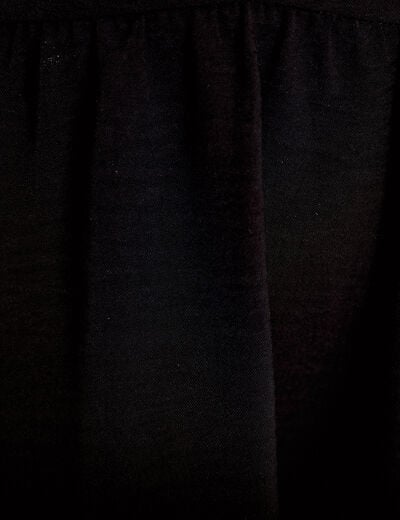 Robe courte &eacute;vas&eacute;e col v manches 3/4 noir femme