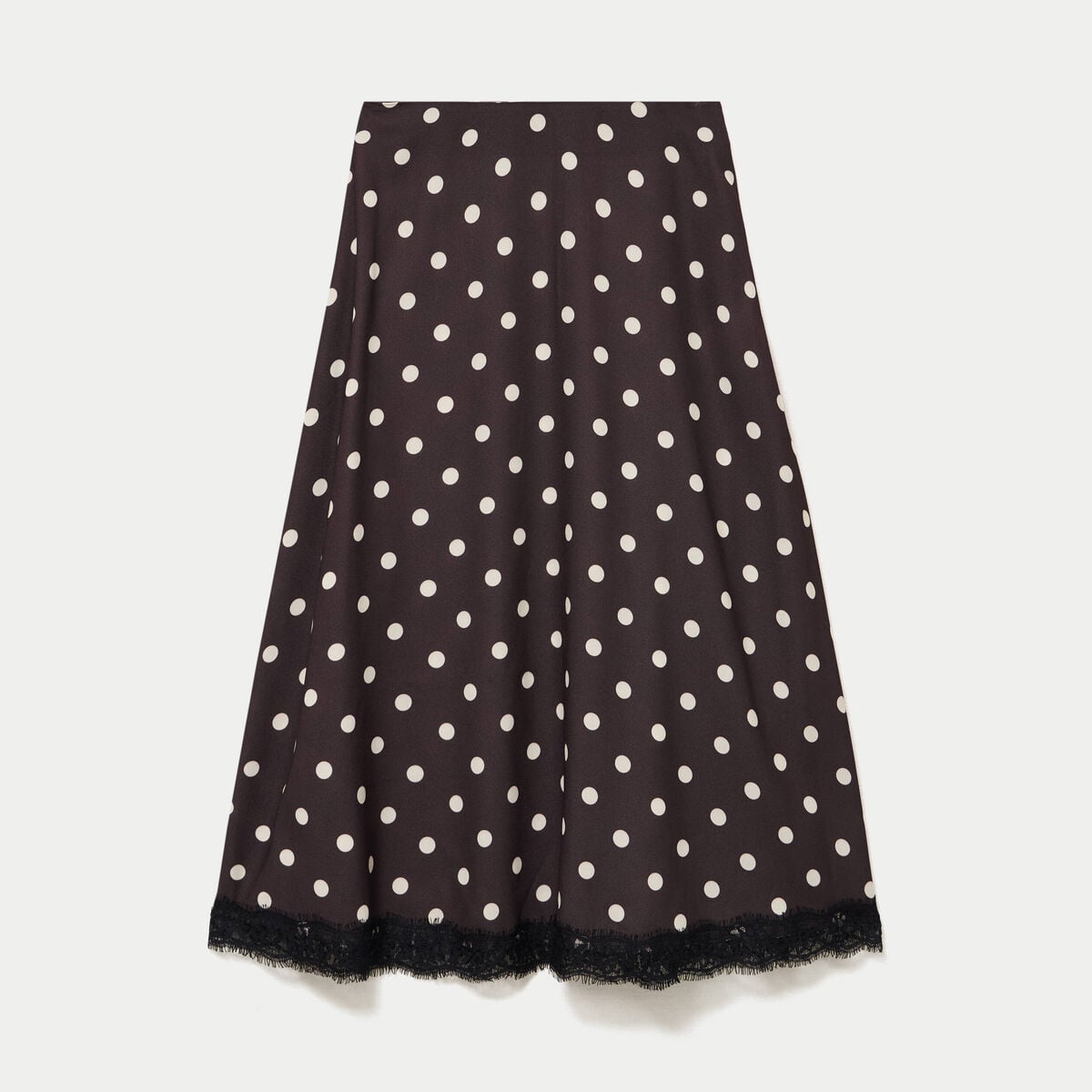 Jupe &eacute;vas&eacute;e 3/4 en dentelle marron femme