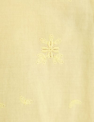 Chemise droite col classique manches 3/4 jaune pastel femme