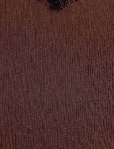 Top ajust&eacute; col v fines bretelles marron fonc&eacute; femme