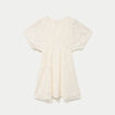 Robe courte &eacute;vas&eacute;e col v dentelle ecru femme