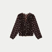 Blouse droite col v manches longues marron femme