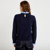 Pull col chemise manches longues bleu marine femme
