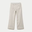 Pantalon large cropped taille haute vert kaki femme