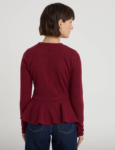 Pull p&eacute;plum avec boutons rouge fonc&eacute; femme