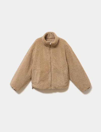 Doudoune r&eacute;versible effet polaire taupe femme