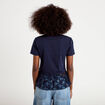 T-shirt manches courtes en dentelle bleu marine femme