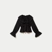 Blouse col claudine bas resserr&eacute; noir femme