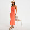 Robe longue &eacute;vas&eacute;e sans manches rouge corail femme