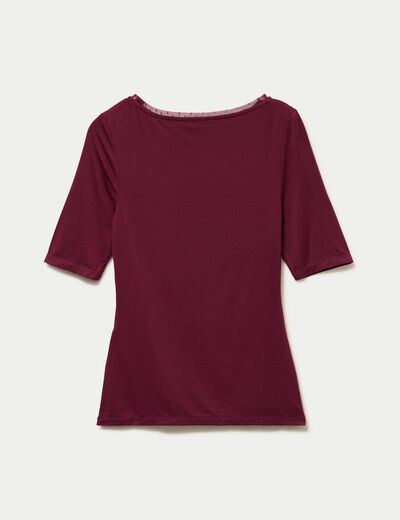 T-shirt ajust&eacute; manches courtes bordeaux femme