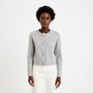 Gilet manches longues col rond gris clair femme