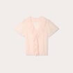Top dentelle et volants rose clair femme