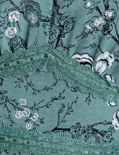 Robe courte &eacute;vas&eacute;e col v manches courtes bleu femme