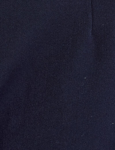 Pantalon large taille haute bleu marine femme