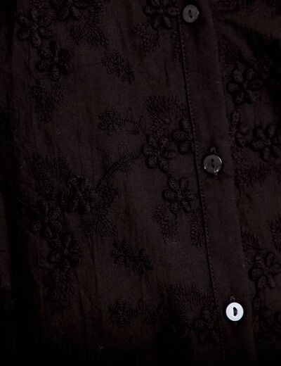 Blouse droite col rond manches longues noir femme