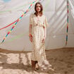 Robe longue manches courtes blanc femme