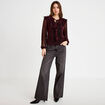 Blouse voile transparent paillet&eacute; violet fonc&eacute; femme