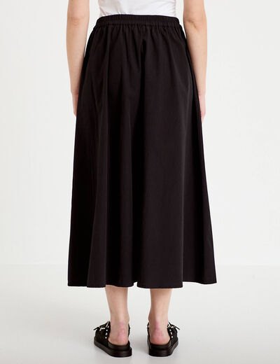 Jupon &eacute;vas&eacute; long noir femme
