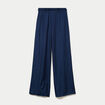 Pantalon large taille standard bleu marine femme