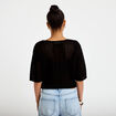 Pull ajour&eacute; aspect dentelle col rond noir femme