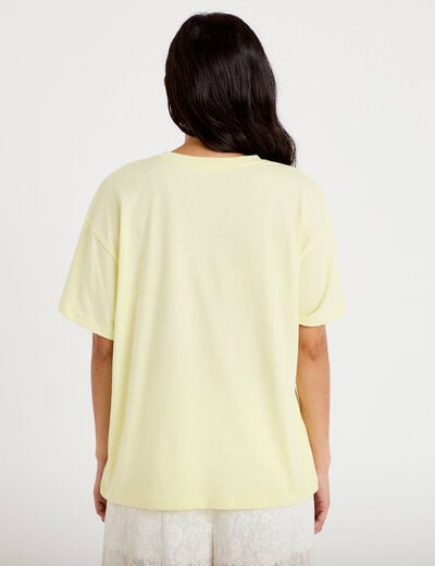 T-shirt boyfriend manches courtes jaune clair femme