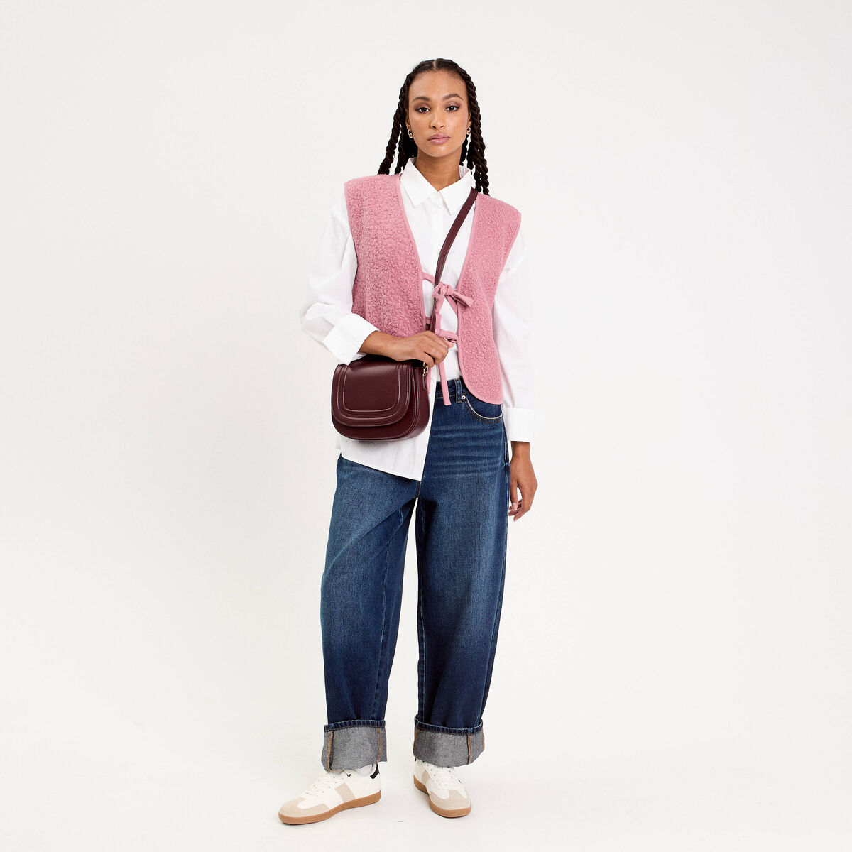 Gilet sans manches polaire vieux rose femme