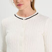 Gilet manches longues ajust&eacute; ecru femme