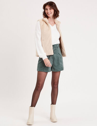 Veste courte ajust&eacute;e sans manches ivoire femme